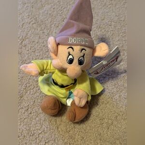 Disney Bean Bag Snow White Dwarfs Dopey 8" Plush NWT